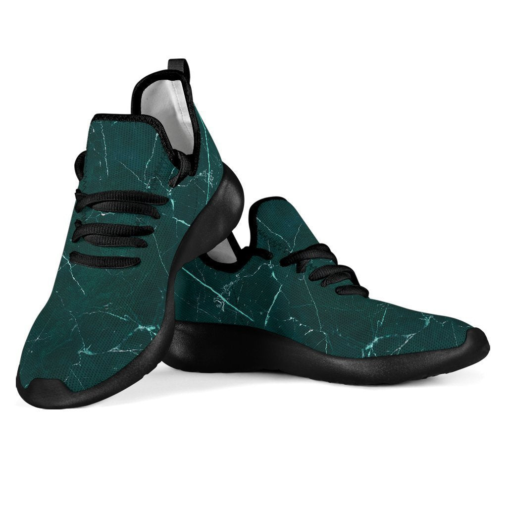 Dark Green Marble Print Mesh Knit Shoes GearFrost