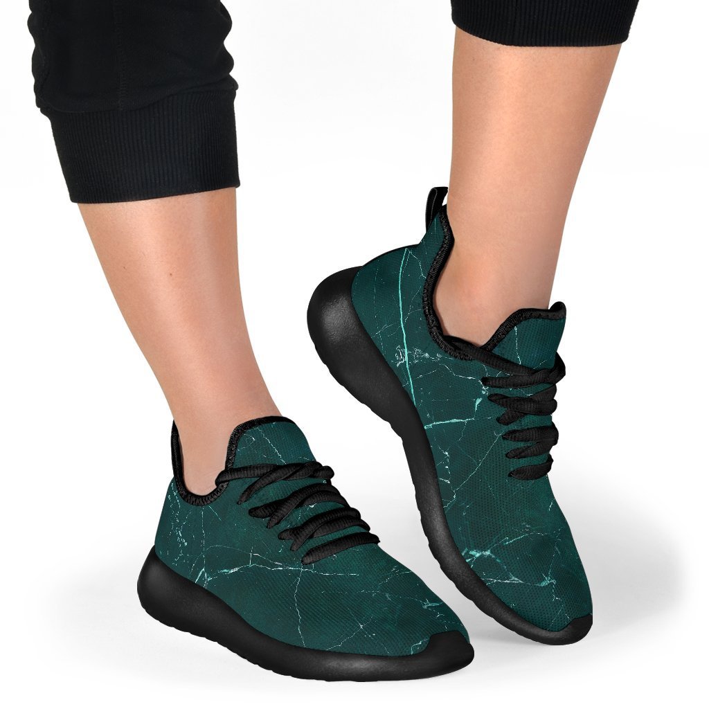 Dark Green Marble Print Mesh Knit Shoes GearFrost
