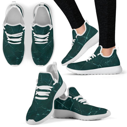 Dark Green Marble Print Mesh Knit Shoes GearFrost