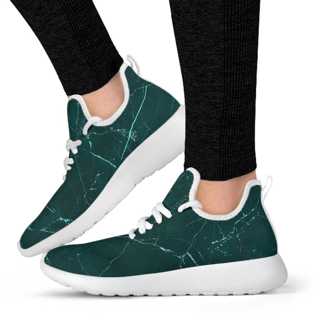 Dark Green Marble Print Mesh Knit Shoes GearFrost