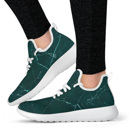 Dark Green Marble Print Mesh Knit Shoes GearFrost