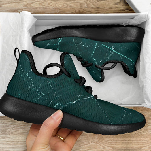 Dark Green Marble Print Mesh Knit Shoes GearFrost