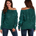 Dark Green Marble Print Off The Shoulder Sweatshirt
