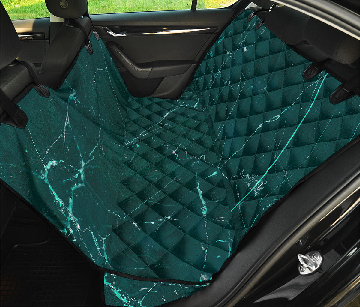 Dark Green Marble Print Pet Car Back Seat Cover