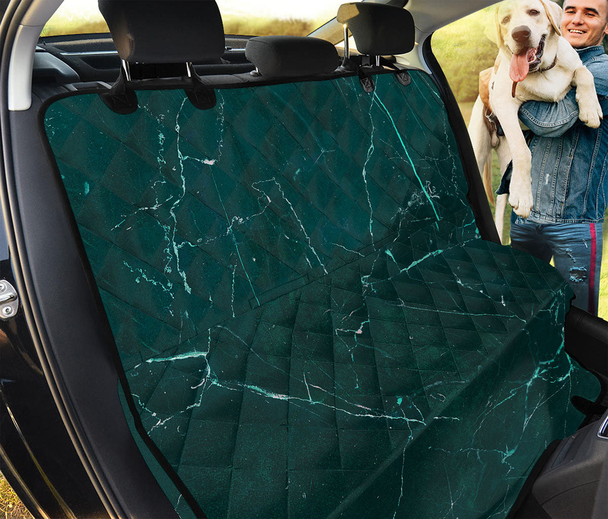 Dark Green Marble Print Pet Car Back Seat Cover