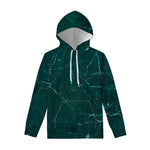 Dark Green Marble Print Pullover Hoodie