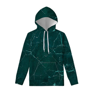 Dark Green Marble Print Pullover Hoodie