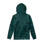 Dark Green Marble Print Pullover Hoodie