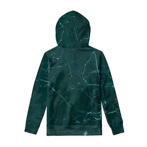 Dark Green Marble Print Pullover Hoodie