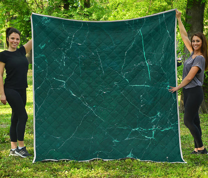 Dark Green Marble Print Quilt