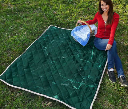 Dark Green Marble Print Quilt