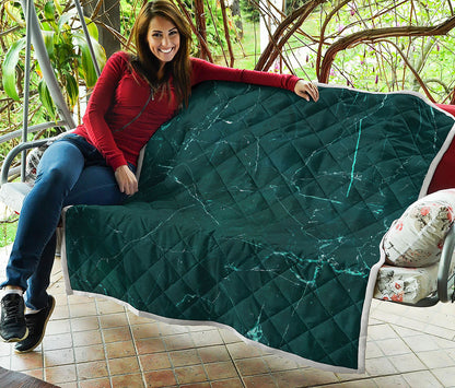 Dark Green Marble Print Quilt