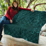 Dark Green Marble Print Quilt