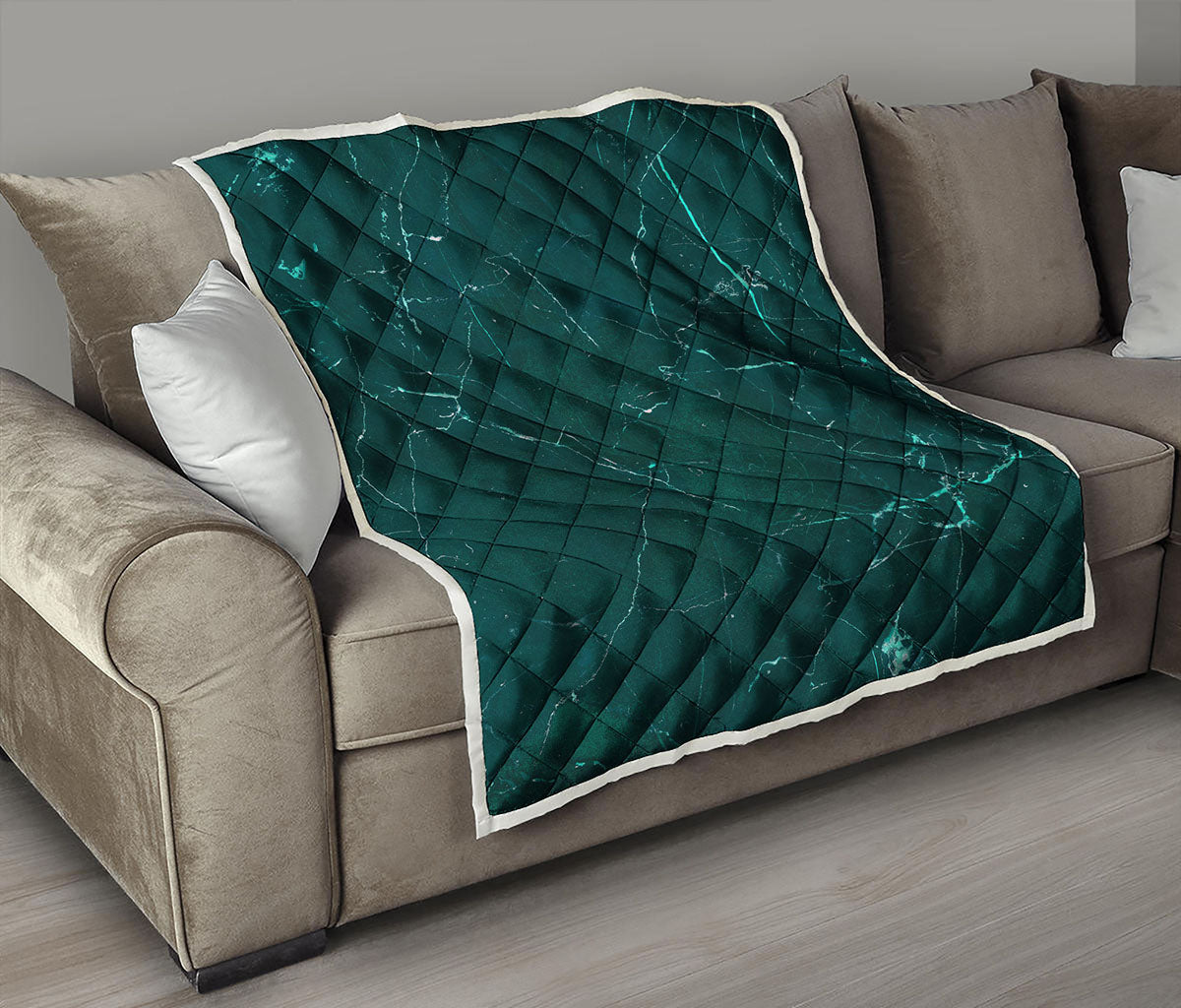 Dark Green Marble Print Quilt