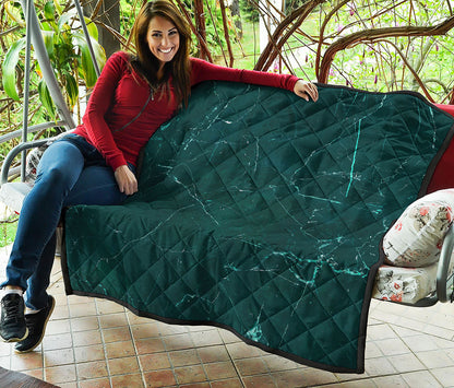 Dark Green Marble Print Quilt