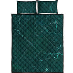 Dark Green Marble Print Quilt Bed Set