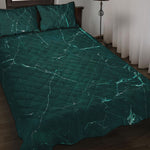 Dark Green Marble Print Quilt Bed Set