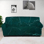 Dark Green Marble Print Sofa Cover