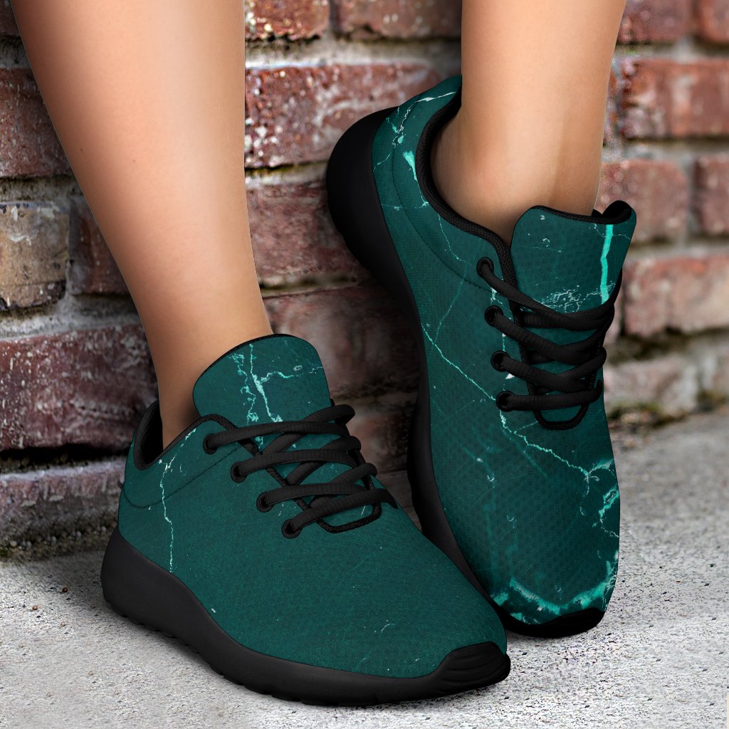 Dark Green Marble Print Sport Shoes GearFrost