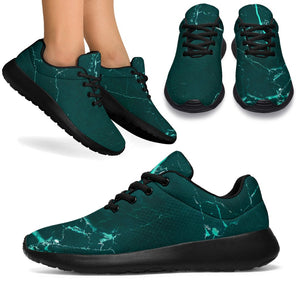 Dark Green Marble Print Sport Shoes GearFrost