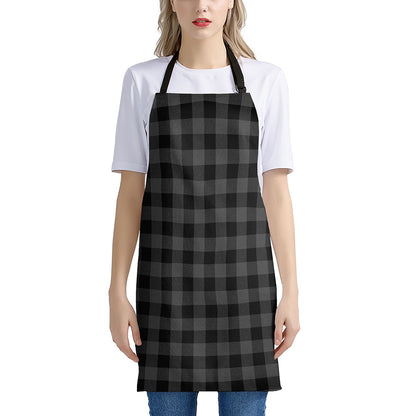 Dark Grey And Black Buffalo Check Print Apron