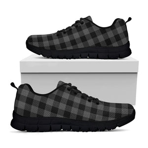 Dark Grey And Black Buffalo Check Print Black Sneakers