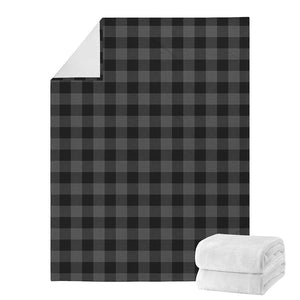 Dark Grey And Black Buffalo Check Print Blanket