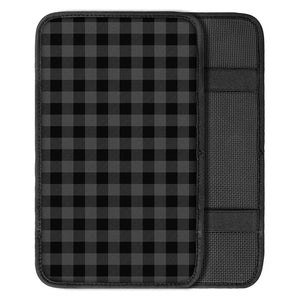 Dark Grey And Black Buffalo Check Print Car Center Console Cover