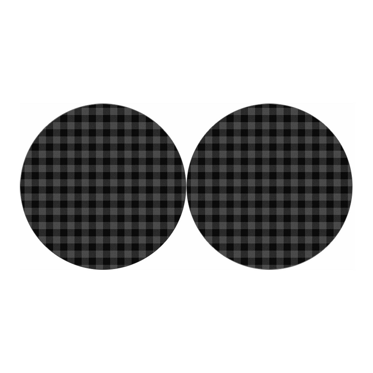 Dark Grey And Black Buffalo Check Print Car Coasters