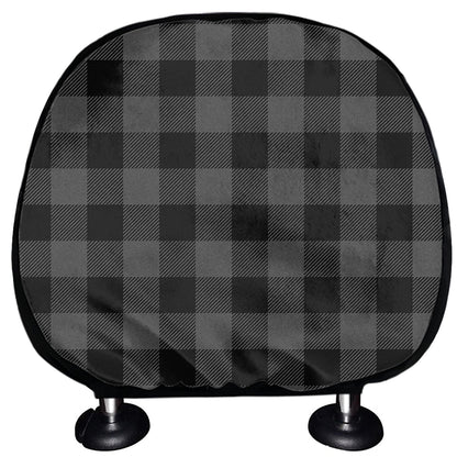 Dark Grey And Black Buffalo Check Print Car Headrest Covers