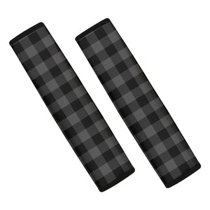 Dark Grey And Black Buffalo Check Print Car Seat Belt Covers