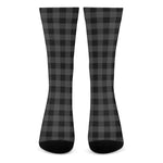Dark Grey And Black Buffalo Check Print Crew Socks