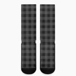 Dark Grey And Black Buffalo Check Print Crew Socks
