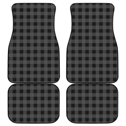 Dark Grey And Black Buffalo Check Print Front and Back Car Floor Mats