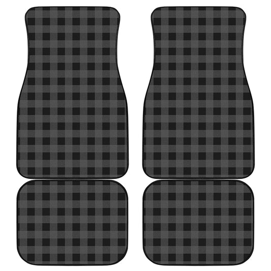Dark Grey And Black Buffalo Check Print Front and Back Car Floor Mats