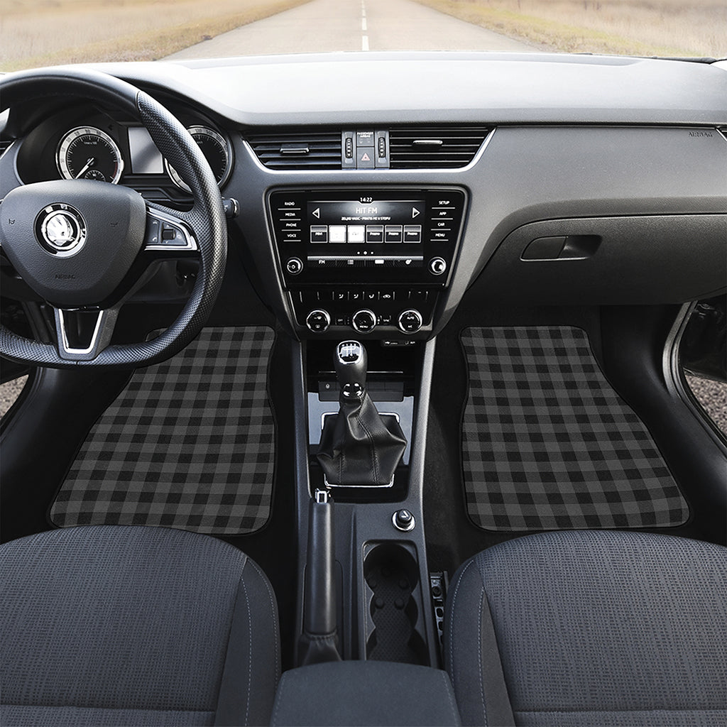 Dark Grey And Black Buffalo Check Print Front Car Floor Mats