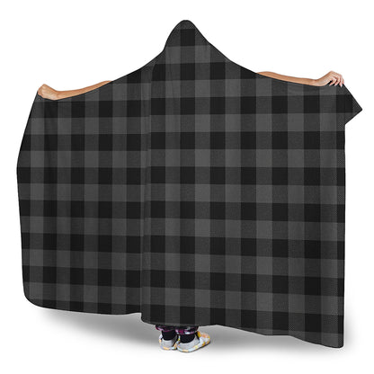 Dark Grey And Black Buffalo Check Print Hooded Blanket