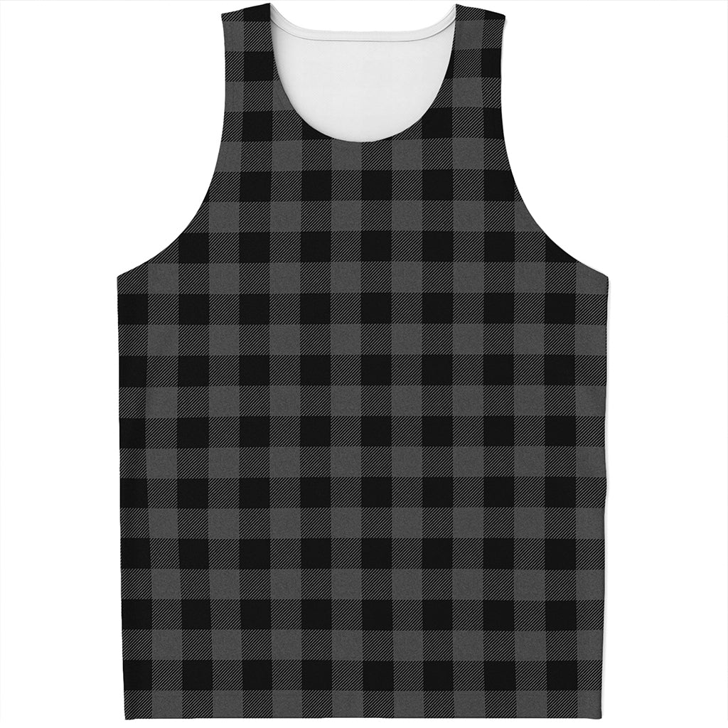 Dark Grey And Black Buffalo Check Print Men's Tank Top