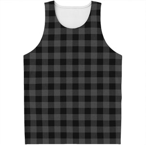 Dark Grey And Black Buffalo Check Print Men's Tank Top