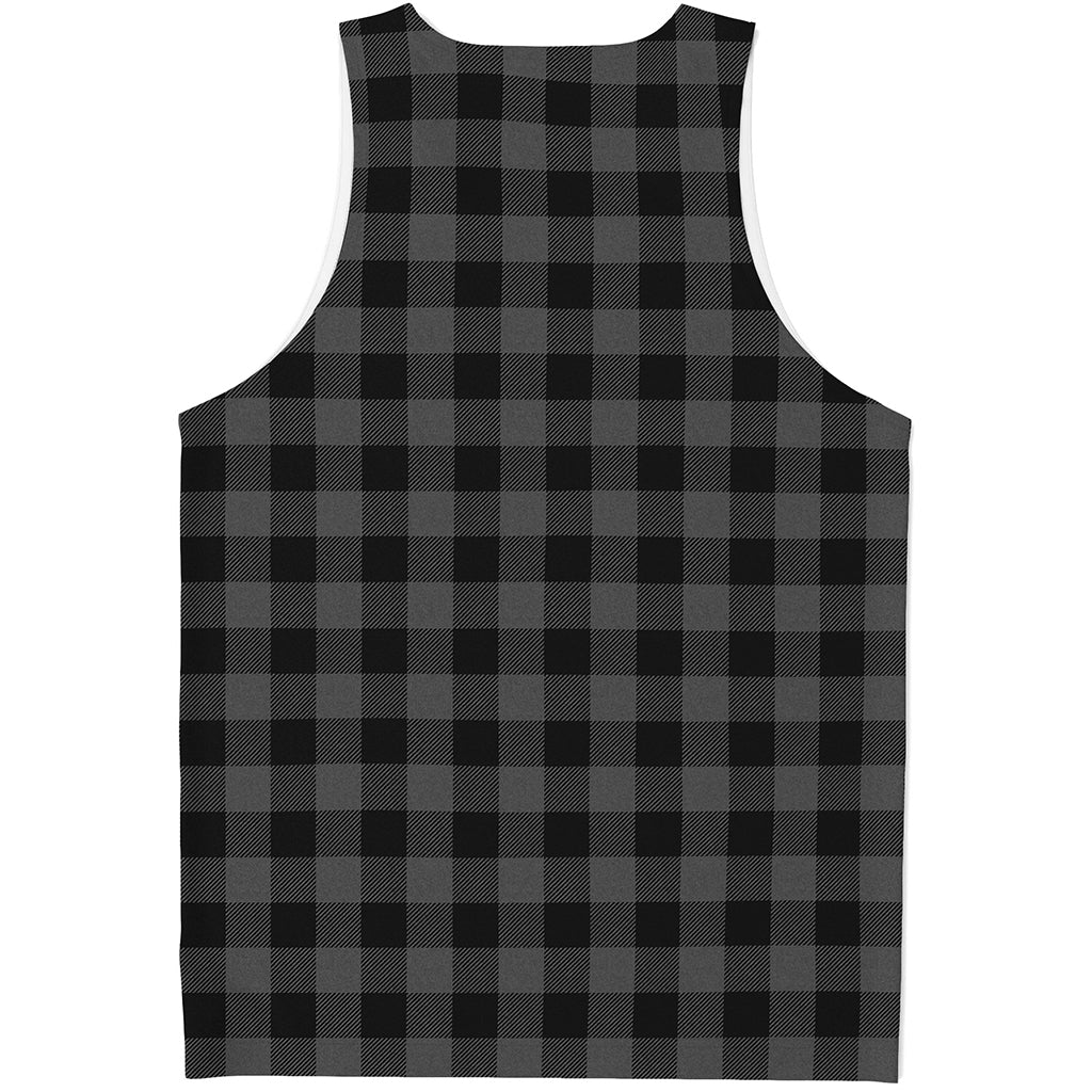 Dark Grey And Black Buffalo Check Print Men's Tank Top