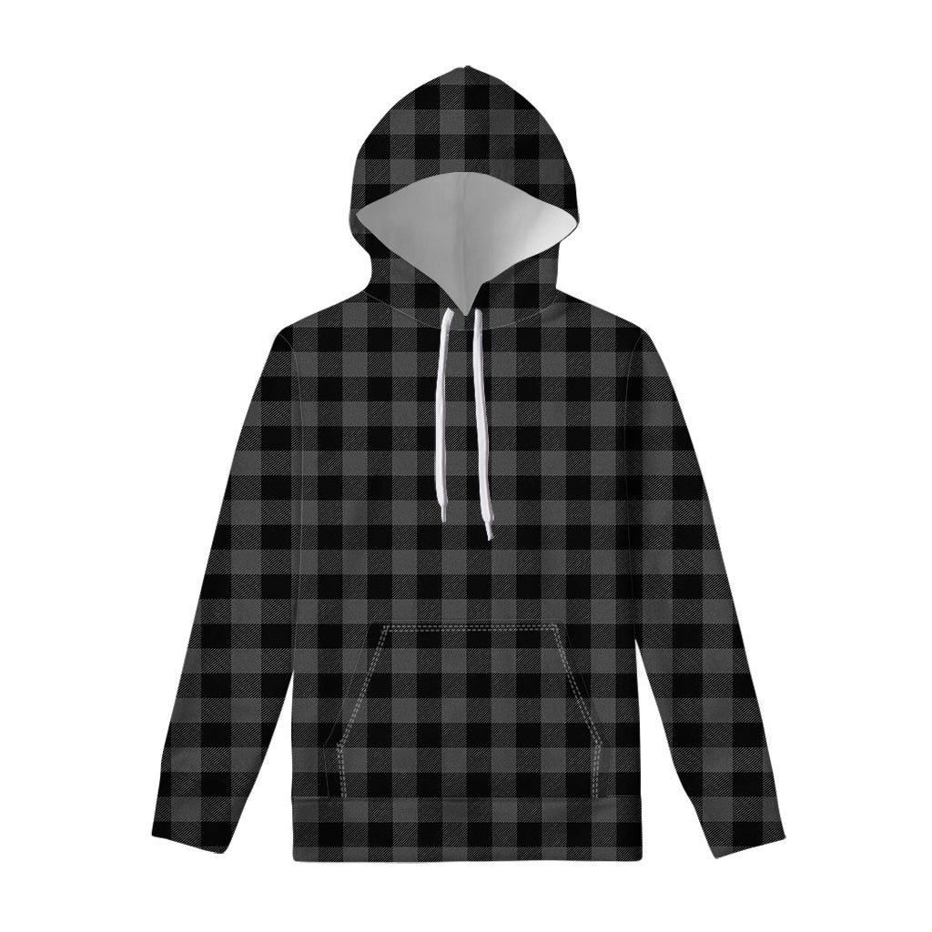 Dark Grey And Black Buffalo Check Print Pullover Hoodie