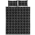 Dark Grey And Black Buffalo Check Print Quilt Bed Set