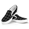 Dark Grey And Black Buffalo Check Print White Slip On Shoes