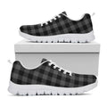 Dark Grey And Black Buffalo Check Print White Running Shoes