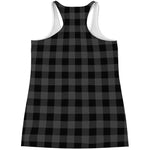 Dark Grey And Black Buffalo Check Print Women's Racerback Tank Top