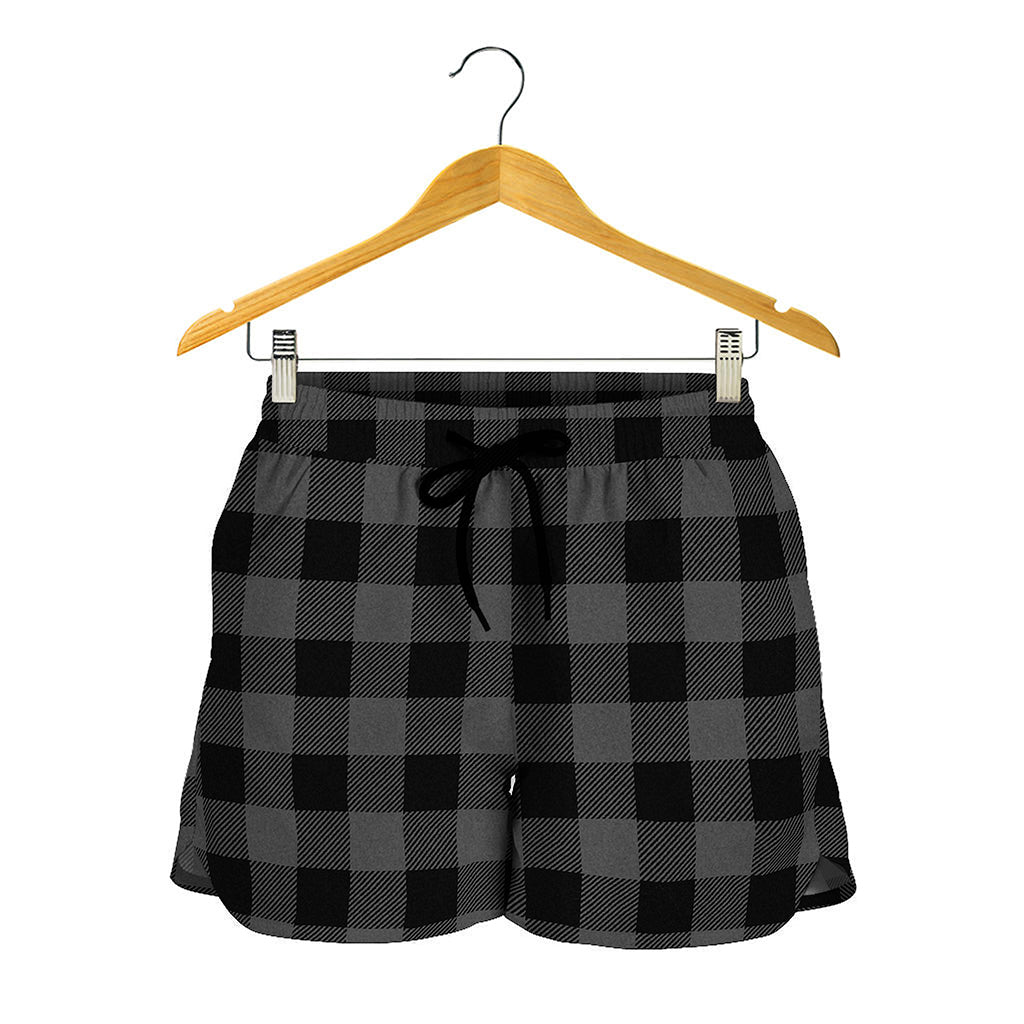 Dark Grey And Black Buffalo Check Print Women's Shorts