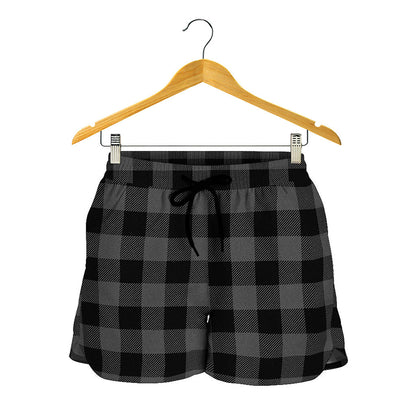 Dark Grey And Black Buffalo Check Print Women's Shorts
