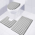 Dark Grey And White Gingham Print 3 Piece Bath Mat Set