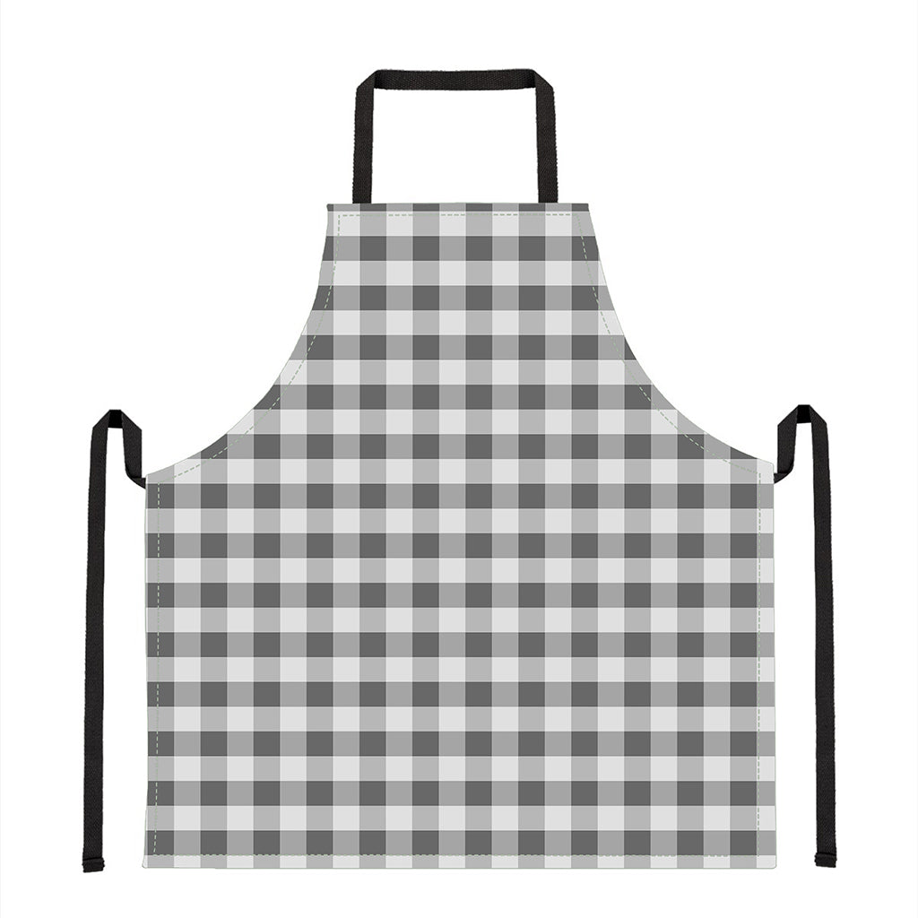 Dark Grey And White Gingham Print Apron