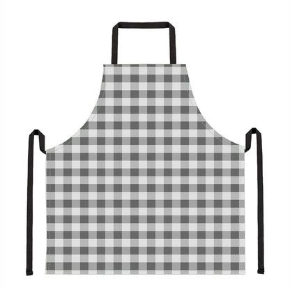 Dark Grey And White Gingham Print Apron